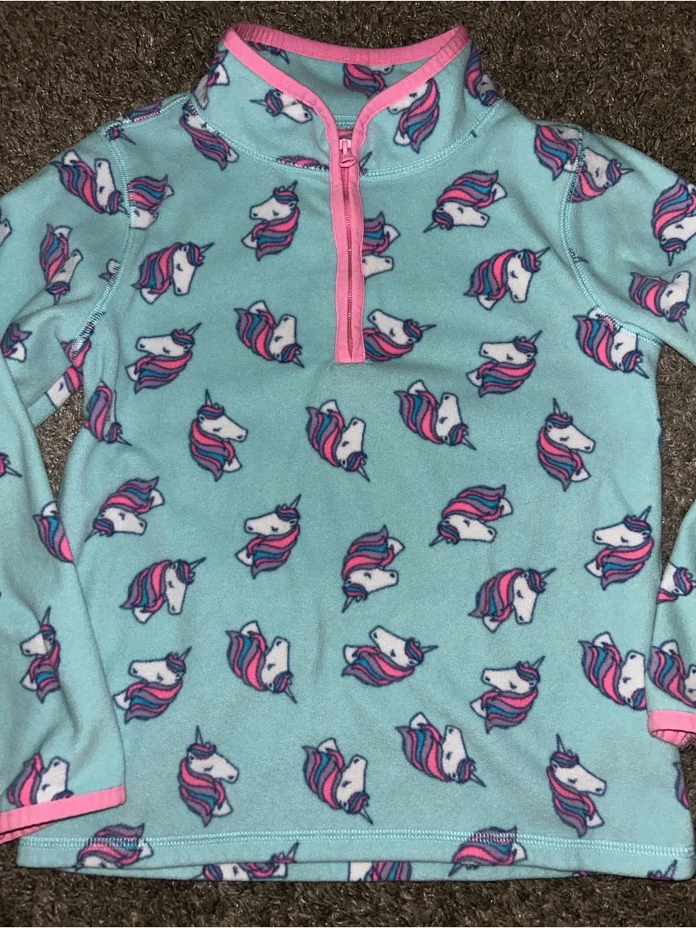 OshKosh B'gosh Mint Unicorn Print Fleece Top with Pink Trim